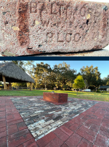 Custom brick paver patio installation by Suncoast Diamond Pavers. The brick pavers were provided by the client sourced from vintage Ybor City bricks.