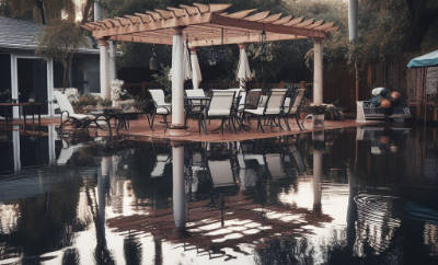 Flooded backyard in central florida.